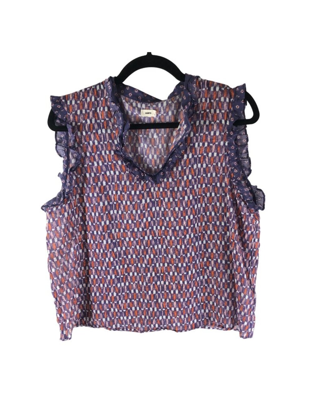 Warm Womens Top Blouse Sheer Cotton Lightweight Geometric Purple Orange 3
